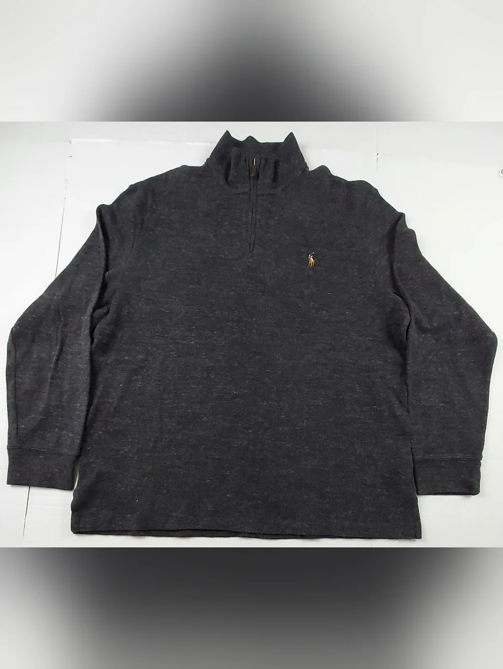 Polo Ralph Lauren Estate Rib Shirt Mens Large Gray 1/4 Zip Pullover Long Sleeve